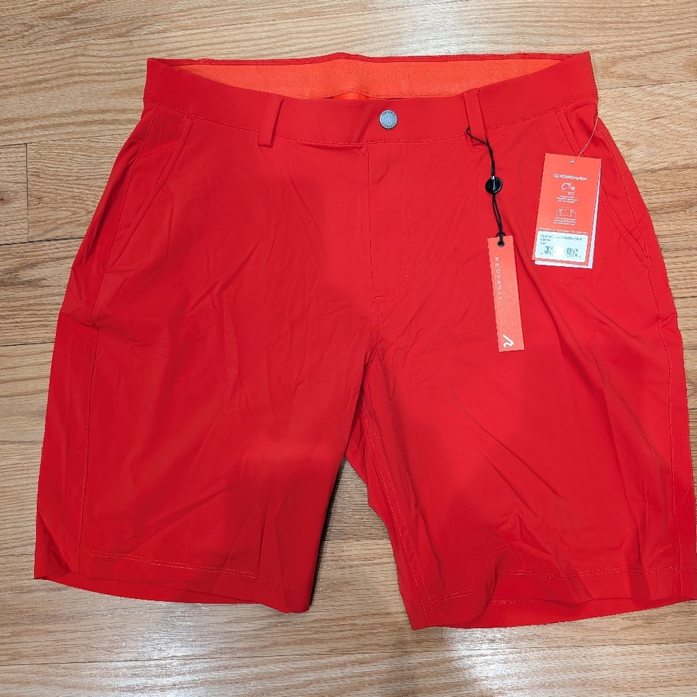 Redvanly Golf Shorts Men’s Large Red Performance Stretch 9” Inseam NWT